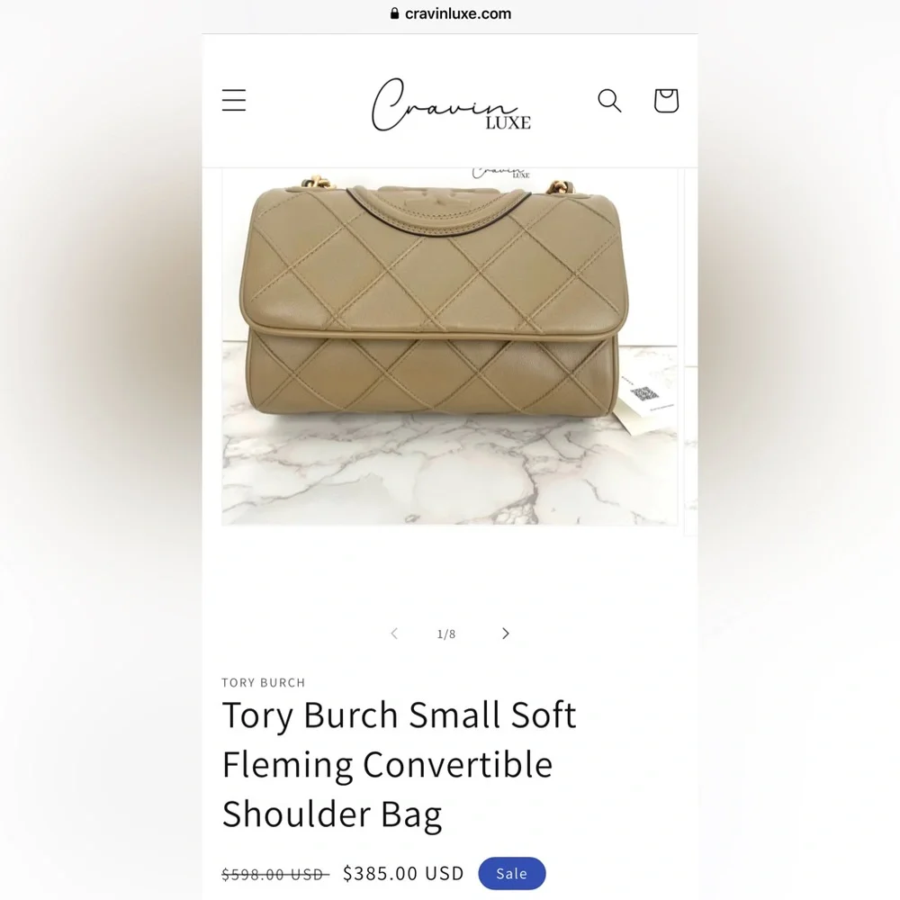 ❌SOLD❌ New Tory Burch Small Fleming Soft Leather Shoulder Bag Pebblestone - Picture 13 of 13